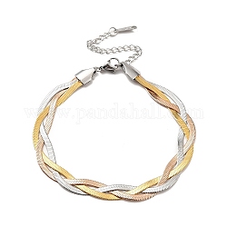304 bracelet chaîne à chevrons entrelacés en acier inoxydable pour homme femme, couleur mixte, 7-3/8 pouce (18.6 cm)