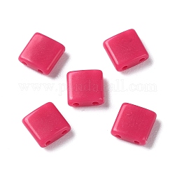 Fascini opachi a scorrimento acrilico, quadrato, rosso ciliegia, 5.2x5.2x2mm, Foro: 0.8 mm