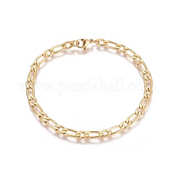 Placcatura ionica (ip) 304 bracciali a catena figaro in acciaio inossidabile, con chiusure moschettone, oro, 7-7/8 pollice (20 cm)