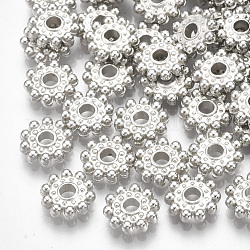 Perline distanziali in plastica ccb, fiore, platino, 8.5x2mm, Foro: 2 mm
