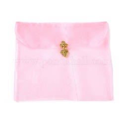 オーガンジーバッグ巾着袋  チャイナドレスボタン付き  長方形  ピンク  25x25.5x1.1cm