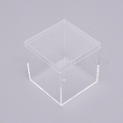 Scatola di plastica, trasparente, quadrato, chiaro, 5.5x5.5x5.5cm, formato interno: 5.1x5.1 cm