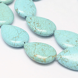 Natural Howlite Beads Strands, teardrop, Dyed & Heated, 25x18x6.5mm, Hole: 1mm, about 16pcs/strand, 15.5 inch(39.5cm)