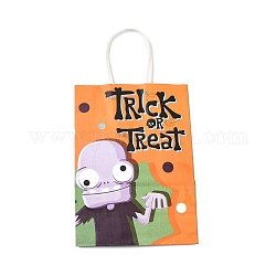 Sacs cadeaux en papier kraft thème halloween, sacs à provisions, rectangle, colorées, motif crâne, produit fini: 21x14.9x7.9cm