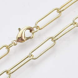 Fabrication de collier de chaîne trombone ovale ronde, avec fermoir pince de homard, or clair, 24.2 pouce (61.5 cm), lien: 15x4.5x1 mm