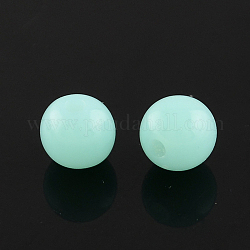 Perles en acrylique fluorescente, ronde, bleu clair, 10mm, Trou: 2mm, environ 850 pcs/500 g