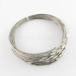 Création de bijoux de fil de collier en acier inoxydable, avec du laiton fermoir à vis, gris foncé, 17.5 pouce