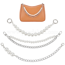 Wadorn 3 pz 3 estensori per cinturini per borsa, con perle di plastica imitazione perla in abs, cuoio dell'unità di elaborazione e catena del cavo e fermagli girevoli, accessori per la sostituzione della borsa, platino, 26~33.2cm, 1pc / style