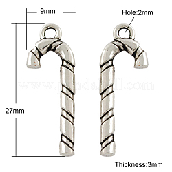 Tibetan Style Pendants, Lead Free, Christmas Crutch, Antique Silver, 27x9x3mm, Hole: 2mm