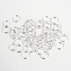 Ferro anelli di salto aperto, colore argento placcato, 18 gauge, 10x1.0mm, diametro interno: 8mm, circa 660pcs/100g
