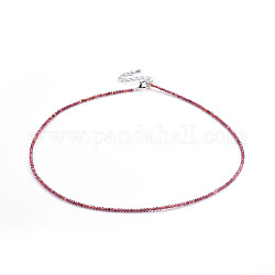 Natural Garnet Beaded Necklaces, with Brass Findings, Round, Faceted, 16.1 inch(41cm)