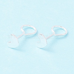Winzige Herz-999-Ohrstecker aus Feinsilber, exquisite minimalistische Ohrringe für Mädchenfrauen, Silber, 13 mm, Stift: 0.8 mm