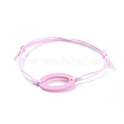 Регулируемые вощеные браслеты из хлопкового шнура, с расписными самшитами, овальные, розовые, 6 дюйм ~ 10-1/4 дюйма (15~26 см)