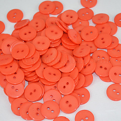 Два отверстия для кнопок материалы DIY, Пуговицы из cмолы, плоско-круглые, оранжево-красный, диаметром около 15 мм , отверстие : 2 мм, около 400 шт / упаковка