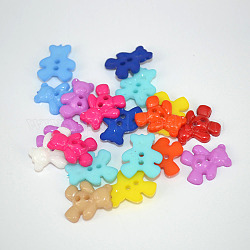 Little Bear 2-hole Sewing Buttons, Resin Button
, Mixed Color, about 20mm long, 16mm wide, hole: 1.5mm, about 400pcs/bag
