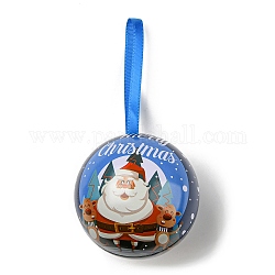 Scatole per bomboniere per bomboniere con palline rotonde in banda stagnata, astuccio regalo natalizio con sfera sospesa in metallo, cervo, 16x6.8cm