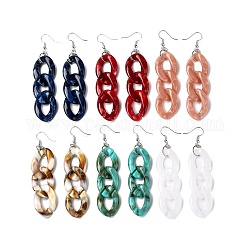 Boucles d'oreilles pendantes en chaîne gourmette en acrylique, boucle d'oreille en laiton pour fille femme, couleur inoxydable, couleur mixte, 86mm, pin: 0.8 mm