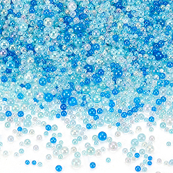 Olycraft 200g perlas de vidrio, cuentas de burbujas, redondo, ningún agujero, azul real, 2~3mm