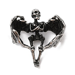 Halloween 304 pendenti in acciaio inox, con anello di salto, fascino scheletro, argento antico, 47.5x45x20mm, Foro: 5.7 mm