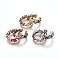 Boucles d'oreilles manchette en laiton zircon cubique micro pavé, anneau, colorées, couleur mixte, 15x14.5x4.5mm