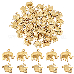 Pandahall elite ciondoli elefante in ottone, oro, 14x15x3.5mm, Foro: 1.2 mm, 50pcs/scatola
