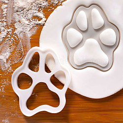 Cortadores de galletas de plástico pp, impresión de la pata del perro, blanco, 81x69mm