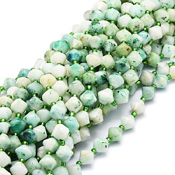 Natur Sesam Jaspis Perlen Stränge, facettiert, Doppelkegel, 8x8 mm, Bohrung: 1 mm, ca. 40 Stk. / Strang, 15.24'' (38.7 cm)