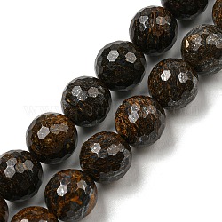 Abalorios naturales bronzite hebras, facetas (128 facetas), redondo, 10~10.5mm, agujero: 1.2 mm, aproximamente 36~37 pcs / cadena, 14.76~15.16 pulgada (37.5~38.5 cm)