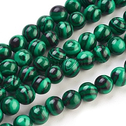 Синтетического малахита бисер нитей, окрашенные, круглые, зелёные, 6 мм, отверстие : 1.2 мм