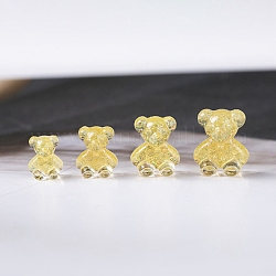 Aurora Colorful Resin Nail Art Decoratio, 3D Bear Shape, for Jewelry Making Nail Art Design, Gold, 9x7.5x4.5mm