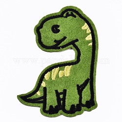 Applique di dinosauro, stoffa per ricamo computerizzata stirare / cucire toppe, accessori costume, verde, 93.5x61x1mm