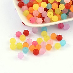 Perles de boule en acrylique transparente, style mat, ronde, couleur mixte, 8mm, Trou: 2mm, environ 1892 pcs/500 g