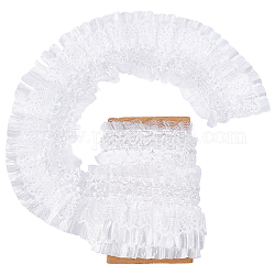 Arricraft 5 yarda x 3.1 pulgadas cintas de encaje floral blanco, Borde de encaje elástico plisado con cuentas de perlas de imitación, tela de encaje de costura para apliques de boda, ropa, artesanía de costura, decoración diy