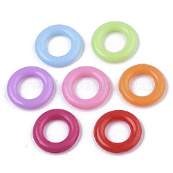 Opaque comme anneaux de liaison en plastique, rond, facette, couleur mixte, 14x2.5mm, diamètre intérieur: 7 mm, environ 2500 pcs / 500 g