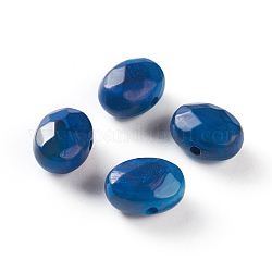 Natural Agate Beads, Dyed, Faceted, Oval, Blue, 12~13x16~18x8.5~10mm, Hole: 1.8mm