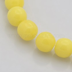 Solid Color Resin Round Beads Strands, Yellow, 6mm, Hole: 1mm, about 66pcs/strand, 14.2inch