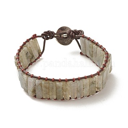 Bracelet en perles rectangle de labradorite naturelle, bijoux tressés en pierres précieuses pour femmes, 8-7/8 pouce (22.5 cm)