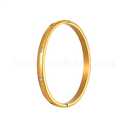 Золотой женский браслет из нержавеющей стали с микропаве и цирконием, прозрачные, внутренний диаметр: 2-1/2 дюйм (6.45 см)
