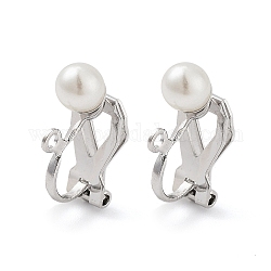 304 accessoires de boucles d'oreilles clips en acier inoxydable avec perles en plastique imitation perle, avec des boucles, couleur inoxydable, 16x8.5x5mm
