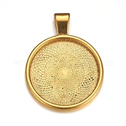 Metal Alloy Pendant Cabochon Settings, Plain Edge Bezel Cups, DIY Findings for Jewelry Making, Antique Golden, Cadmium Free & Lead Free & Nickel Free, Tray: 24.5mm, 37x28x6.5mm, Hole: 6x4mm