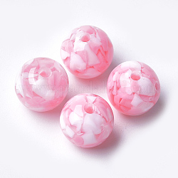 Perles en résine, imitation de copeaux de pierres précieuses, ronde, rose, 12x11.5mm, Trou: 1.5mm