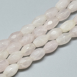 Chapelets de perles en quartz rose naturel, facette, ovale, 8.5~9x6mm, Trou: 1mm, Environ 22 pcs/chapelet, 8.07 pouce