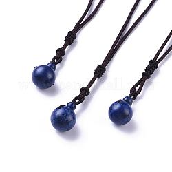 Naturales lapis lazuli de los collares pendientes, con cuerda de nylon, redondo, 27.55 pulgada (70 cm)