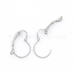 304 Stainless Steel Leverback Earring Findings, with Loop, Stainless Steel Color, 19x13x3.5mm, Hole: 1mm, Pin: 1mm