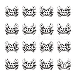 Tibetan Style Alloy Beads, Crab, Antique Silver, 12.5x15.5x3.5mm, Hole: 1.4mm