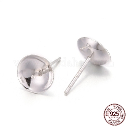 925 Sterling Silber Ohrstecker Zubehör, für die Hälfte gebohrt Perlen, Silber, 13.5x8 mm, Stift: 0.9 mm
