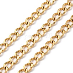 Ion Plating(IP) 304 Stainless Steel Faceted Curb Chains, Unwelded, with Spool, Golden, 7x5x1mm, about 5m/Roll