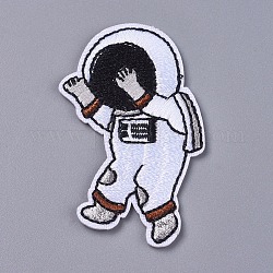 Tissu de broderie informatisé fer/coudre sur les patchs, accessoires de costumes, astronaute, blanc, 61x38x2mm