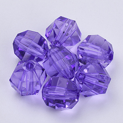 Perles en acrylique transparente, facette, ronde, bleu violet, 8x7mm, Trou: 1.5mm, environ 1920 pcs/500 g