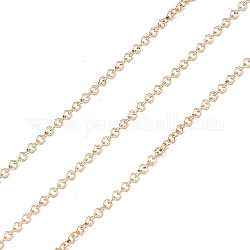 Cadenas de cable de latón, soldada, cadenas llenas de oro real de 14k, real 14k chapado en oro, link: 1.7x1.6x0.4 mm